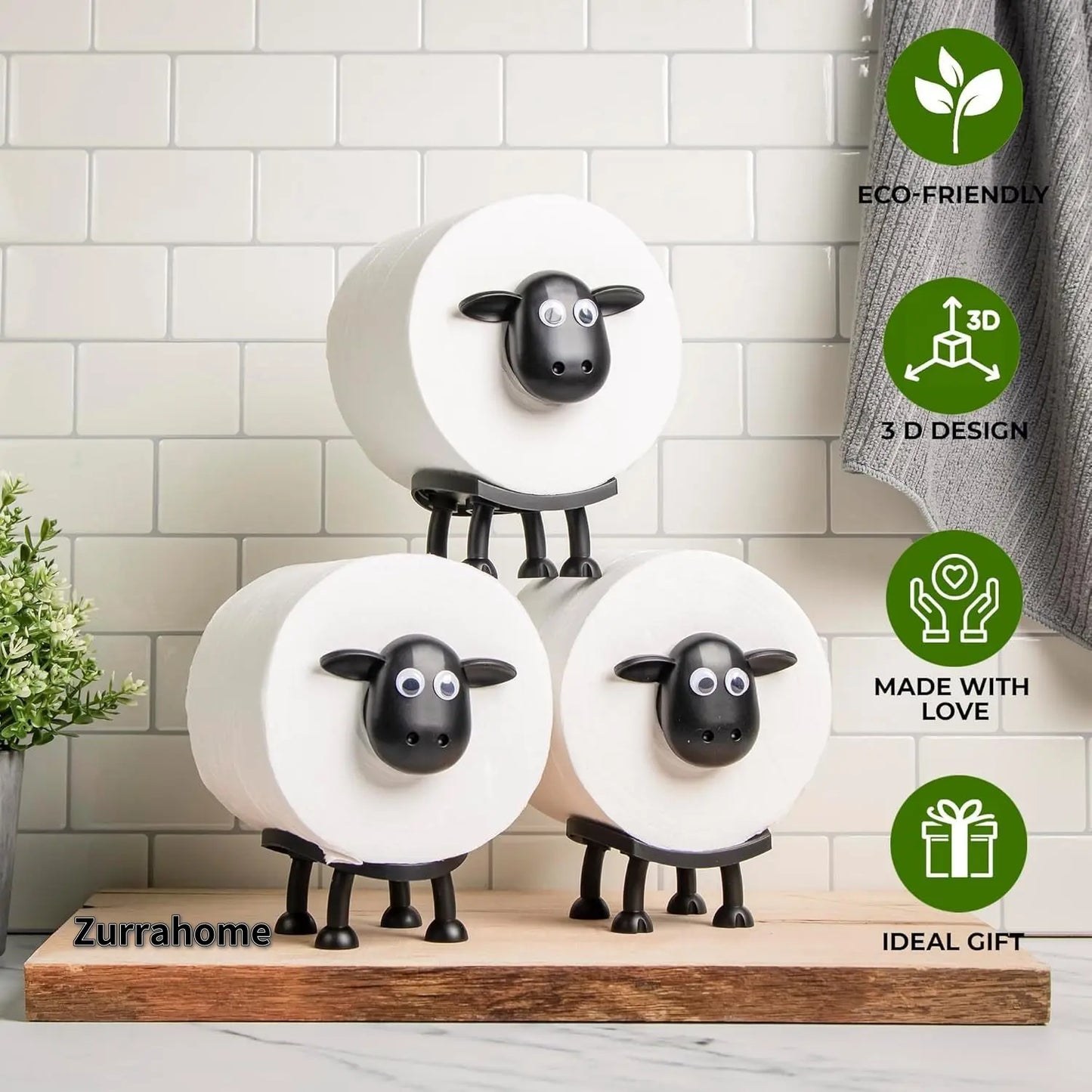 Sheep Toilet Roll Holder, Free Standing Bathroom Set, 3D Printed, Funny Hilarious Black Sheep Roll Holder, Tissue Paper Storage, Cute Bathroom Decor Dropsure