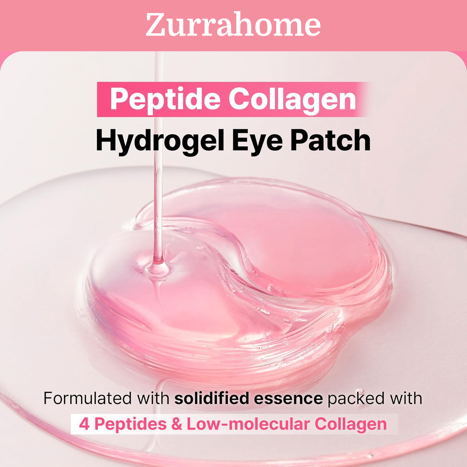 Pink Peptides Collagen Hydrogel Eye Patch for Puffy Eyes and Dark Circles, Under Eye Mask, 60 Under Eye Patches（60 Pairs）