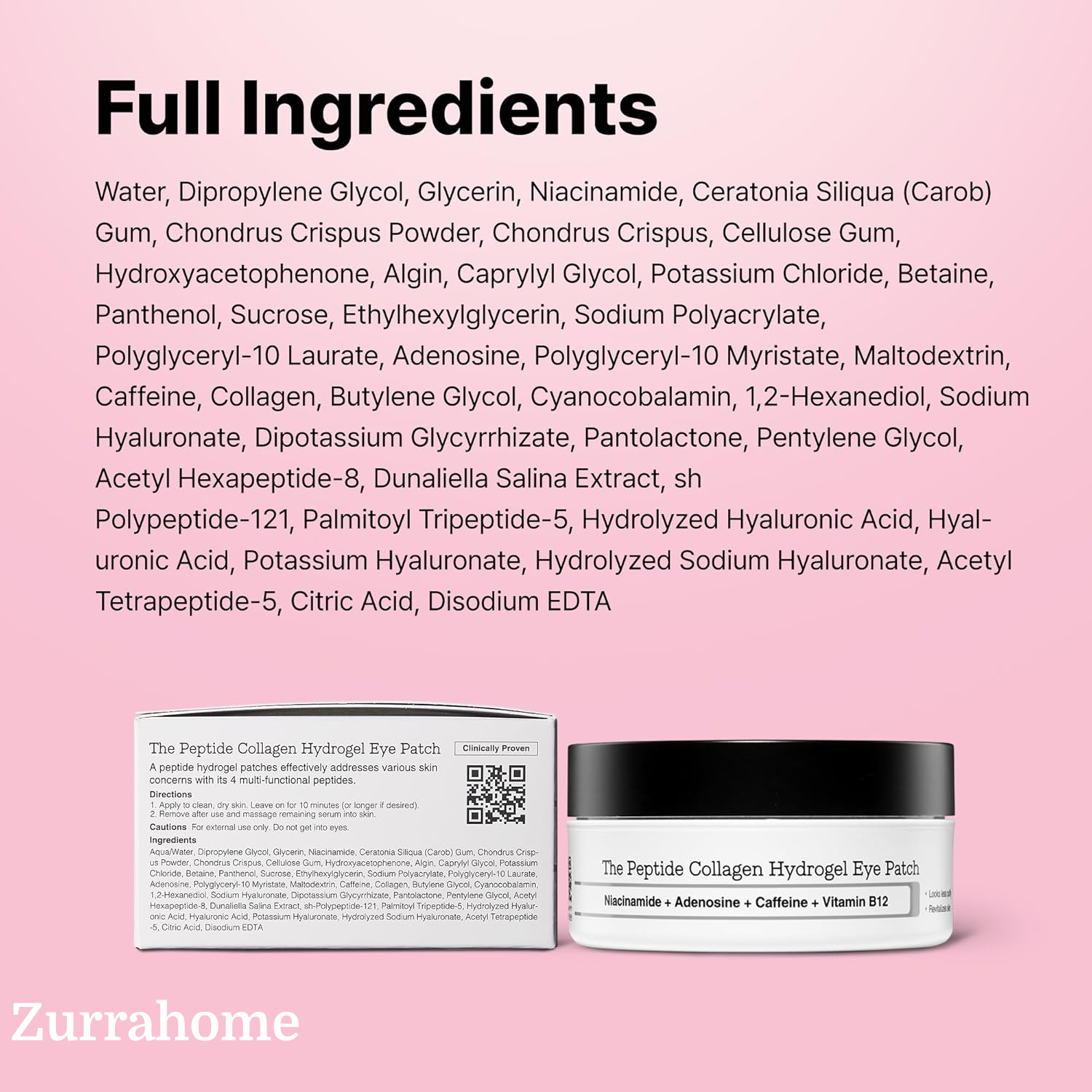 Pink Peptides Collagen Hydrogel Eye Patch for Puffy Eyes and Dark Circles, Under Eye Mask, 60 Under Eye Patches（60 Pairs）