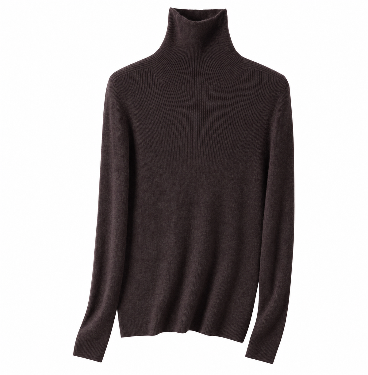 Women's Pure Cashmere Seamless Ribbed Slim Sweater – Draped High-Neck Top for Effortless Layering & Everyday Warmth