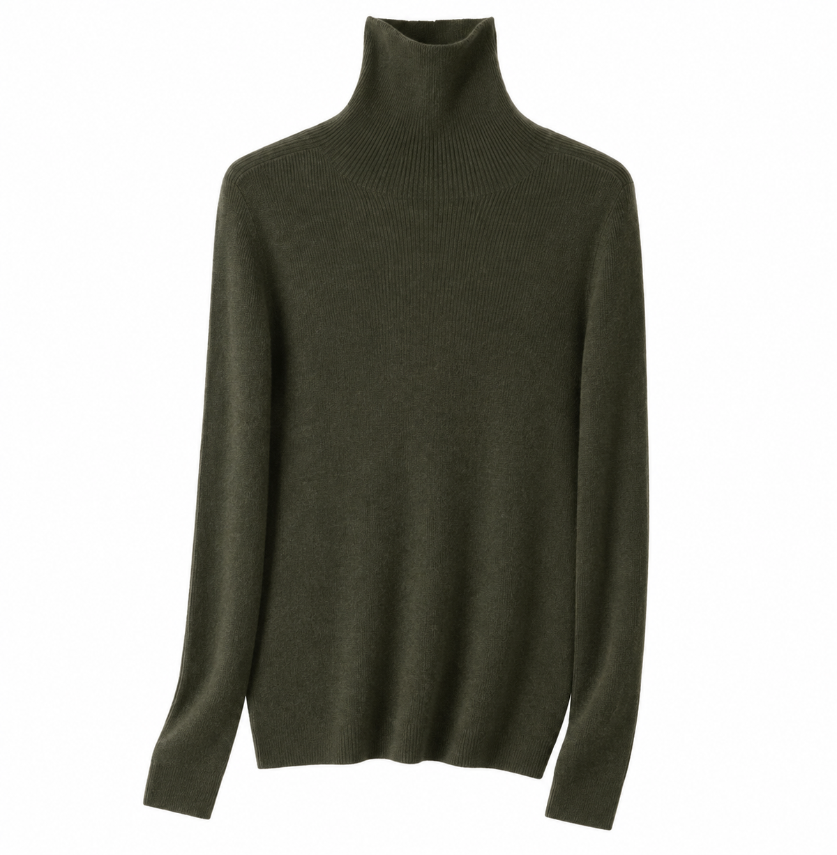 Women's Pure Cashmere Seamless Ribbed Slim Sweater – Draped High-Neck Top for Effortless Layering & Everyday Warmth