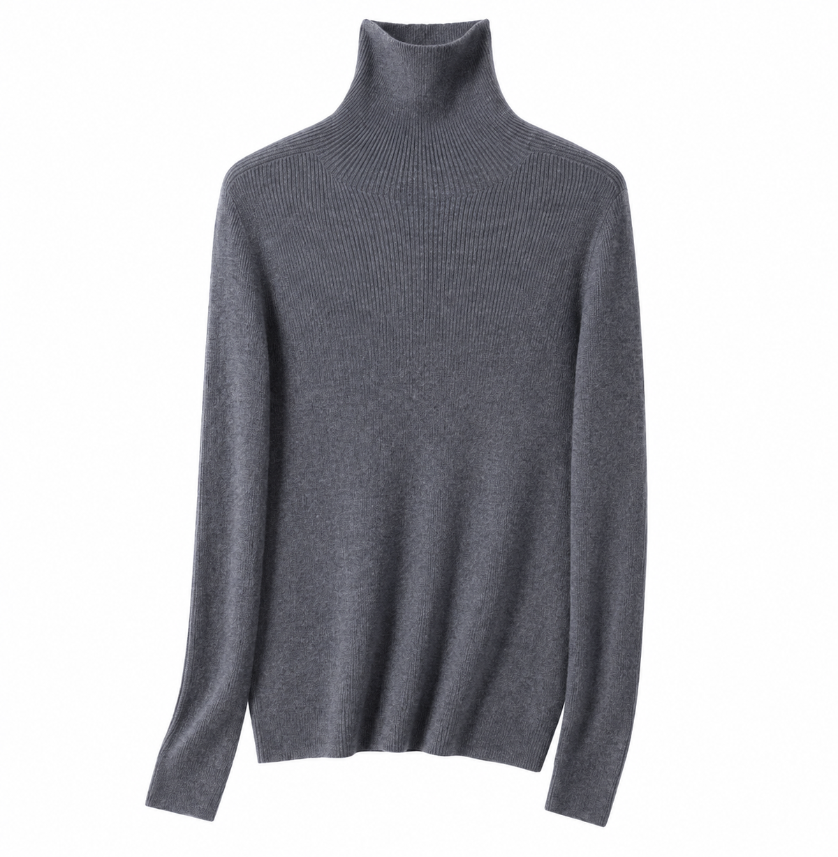 Women's Pure Cashmere Seamless Ribbed Slim Sweater – Draped High-Neck Top for Effortless Layering & Everyday Warmth