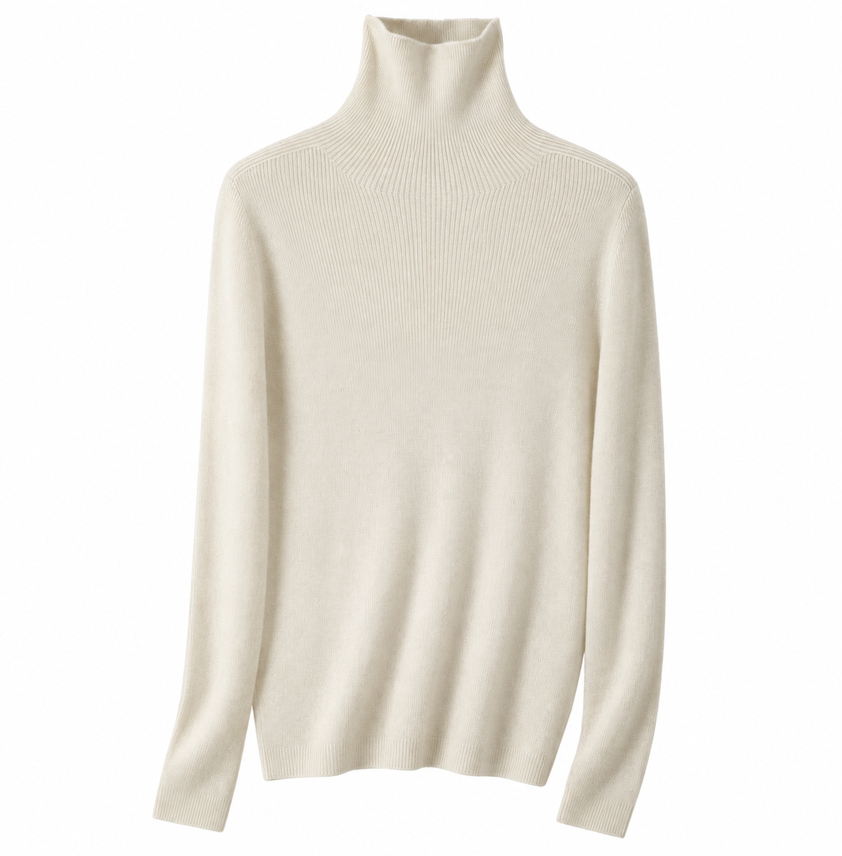 Women's Pure Cashmere Seamless Ribbed Slim Sweater – Draped High-Neck Top for Effortless Layering & Everyday Warmth