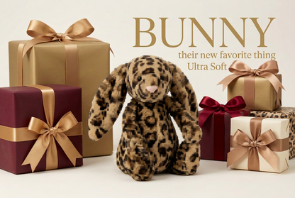 Leopard Print Bashful Bunny Soother – Ultra-Soft Plush Comforter & Cuddle Toy for Baby, Toddler & Birthday Gifts