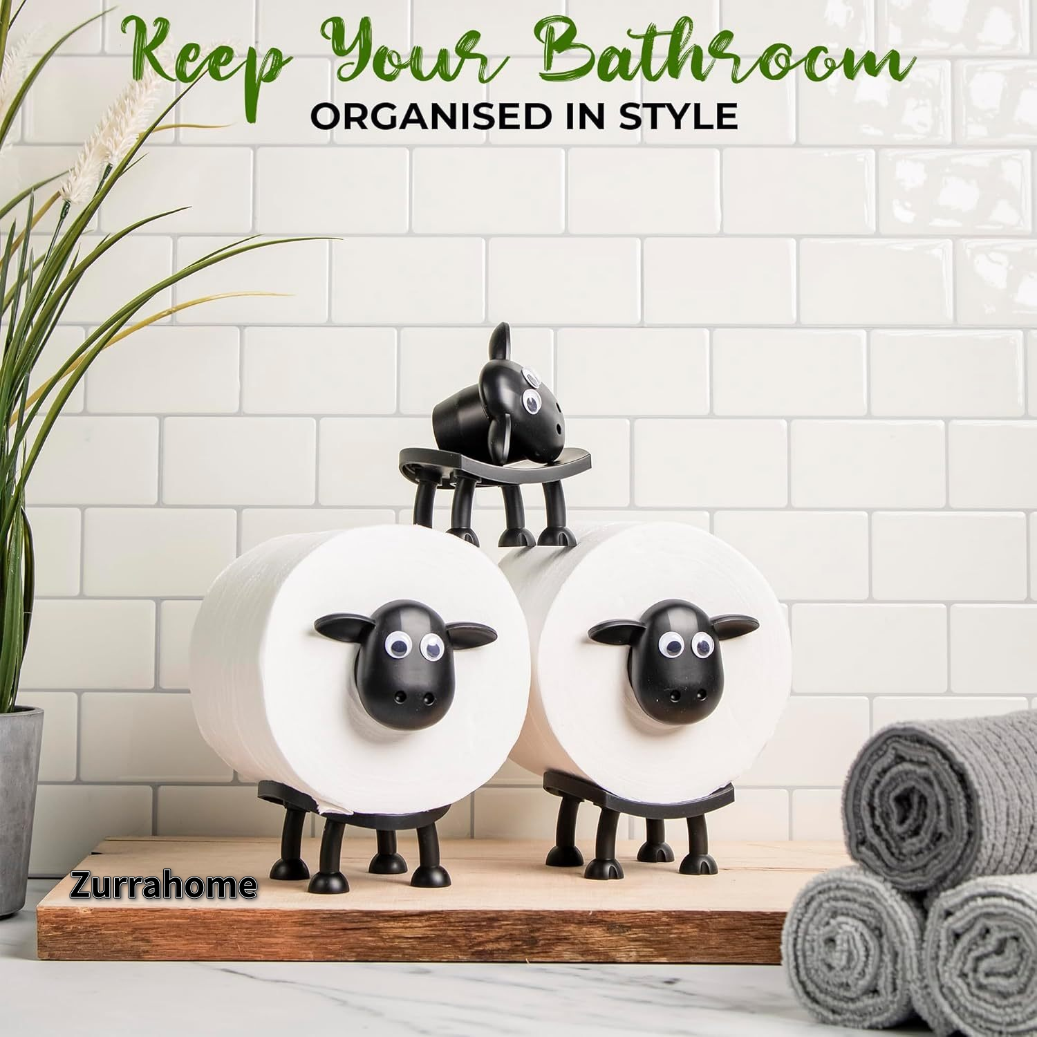 Sheep Toilet Roll Holder, Free Standing Bathroom Set, 3D Printed, Funny Hilarious Black Sheep Roll Holder, Tissue Paper Storage, Cute Bathroom Decor