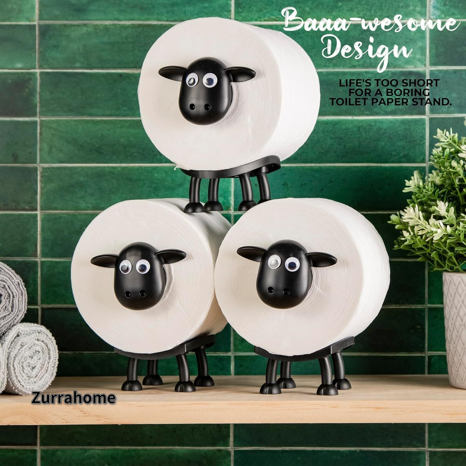 Sheep Toilet Roll Holder, Free Standing Bathroom Set, 3D Printed, Funny Hilarious Black Sheep Roll Holder, Tissue Paper Storage, Cute Bathroom Decor