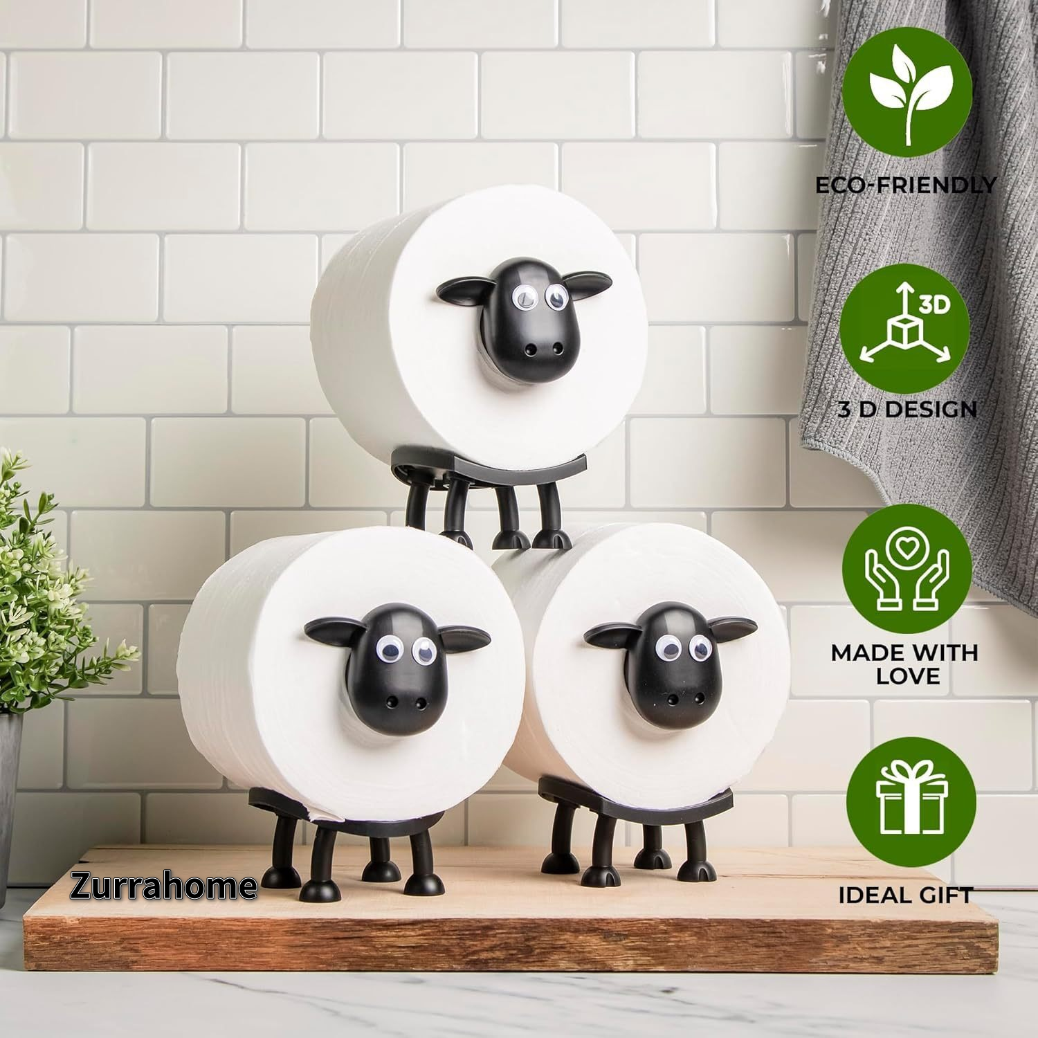 Sheep Toilet Roll Holder, Free Standing Bathroom Set, 3D Printed, Funny Hilarious Black Sheep Roll Holder, Tissue Paper Storage, Cute Bathroom Decor