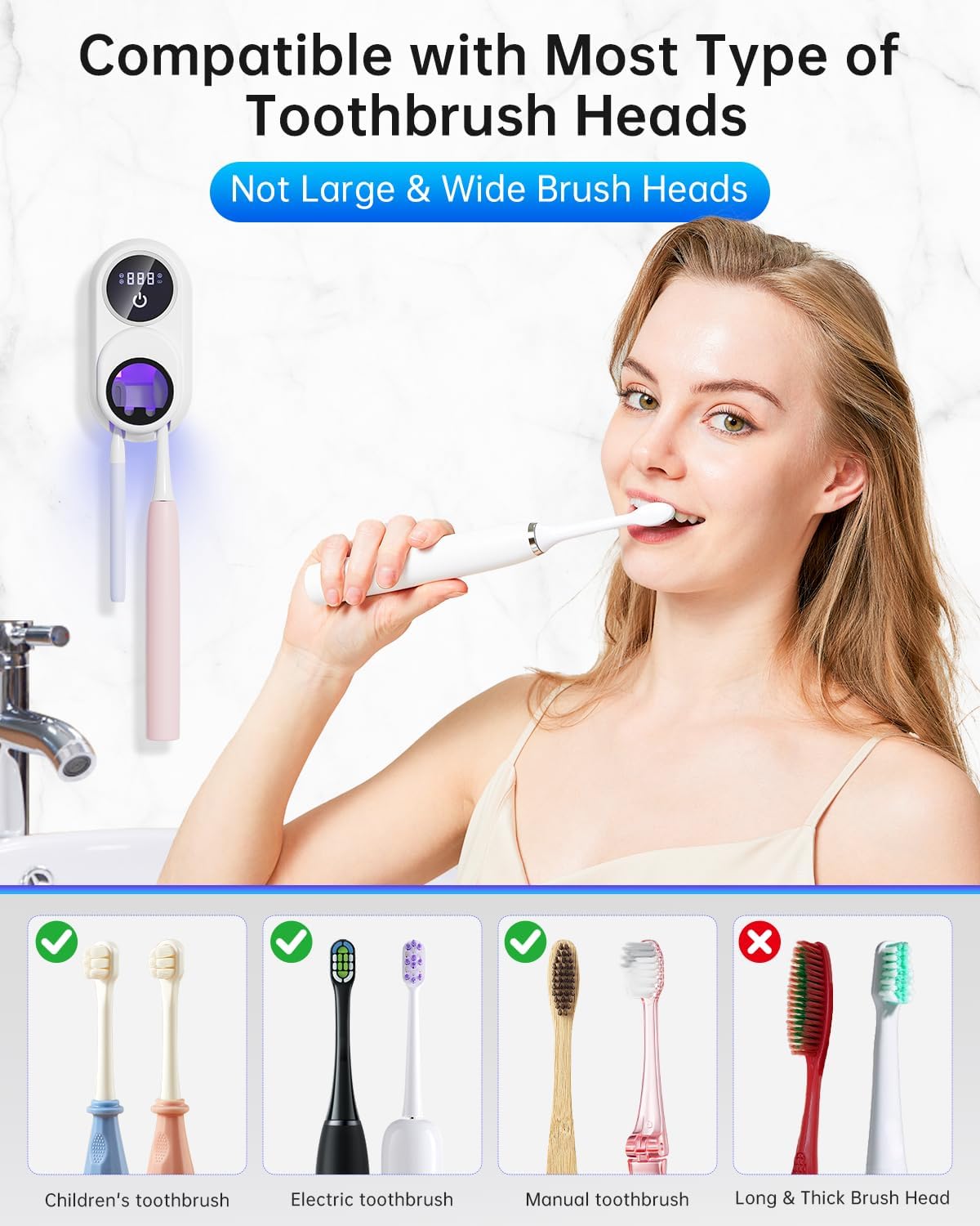 UV Toothbrush Sanitizer and Holder 2 Slots,Toothbrush Holder & Toothbrush Cleaner Dropsure