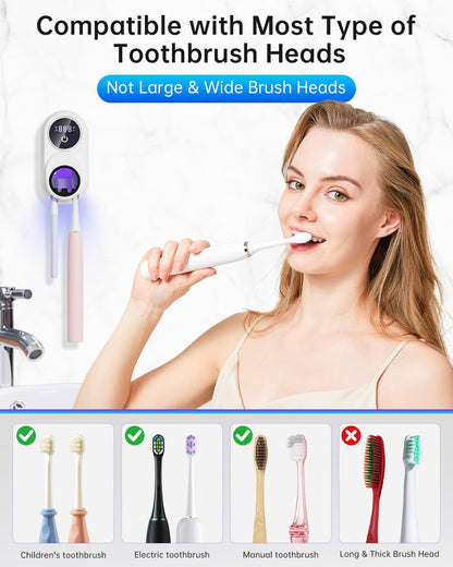 UV Toothbrush Sanitizer and Holder 2 Slots,Toothbrush Holder & Toothbrush Cleaner Dropsure