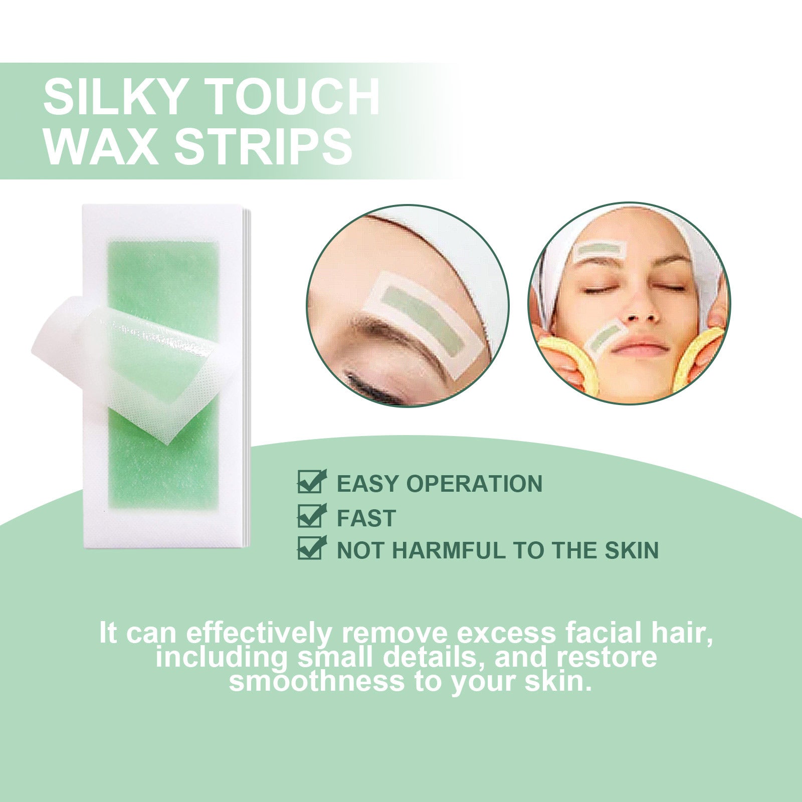 Gentle Facial Wax Strips – Moisturizing & Skin-Friendly Hair Removal for Face and Lips ZurraHome